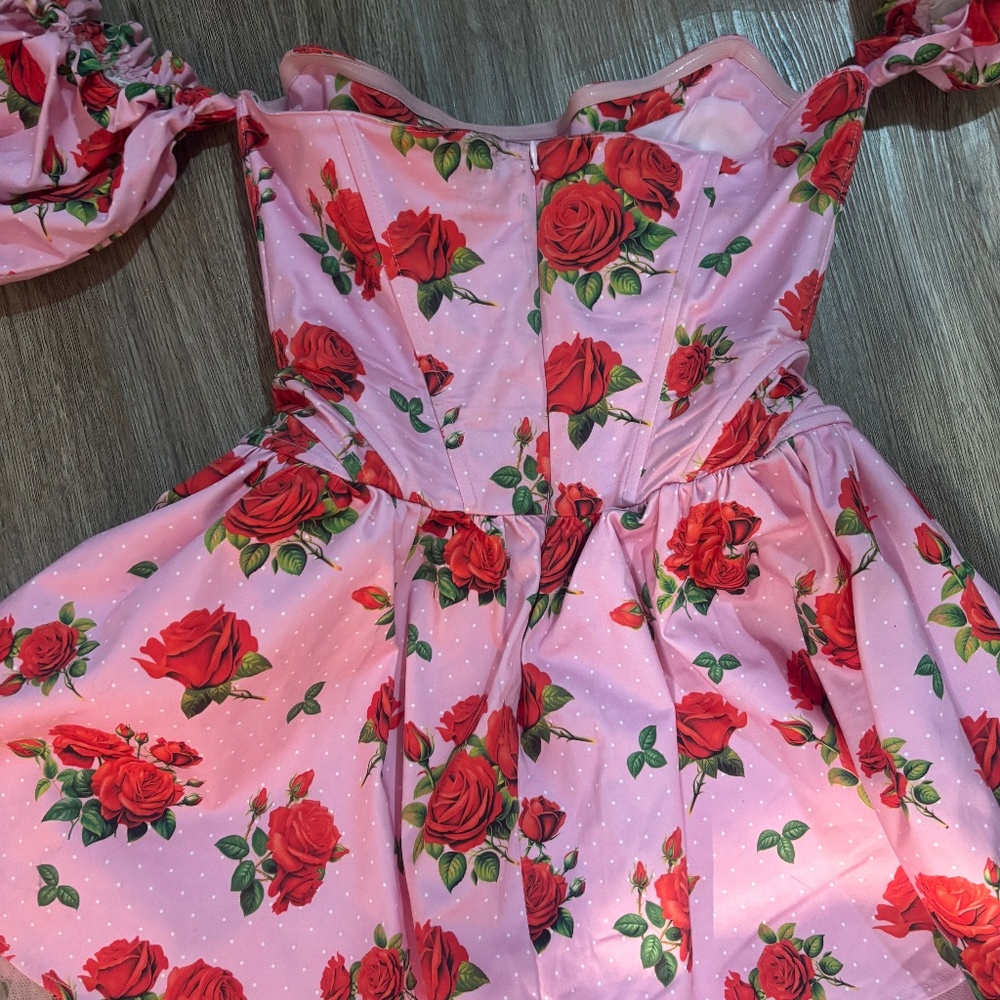 Dolls Kill pink puff sleeve dress
